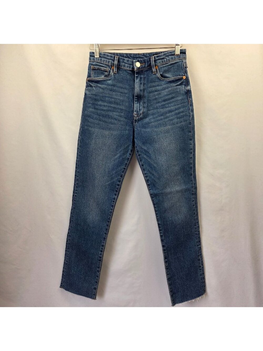Blanknyc Lexington High-Rise Slim Straight Jeans w/ Raw Hem Size 27
